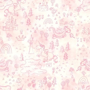 Fairytale Watercolor Cartography in Pink - (XXL)