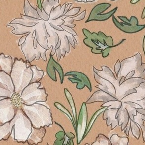 Watercolor Flowers in Peach