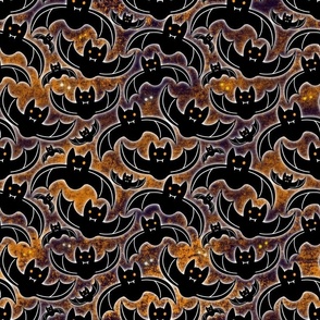 Black Bats Flying Halloween Large Orange 