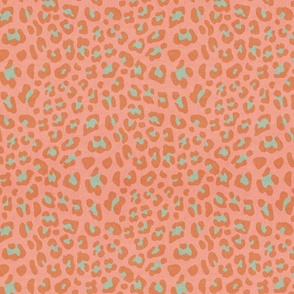 Animalier-Leopard Print-Terra Cotta & Viridian On Pink