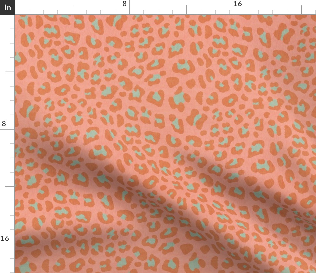Animalier-Leopard Print-Terra Cotta & Viridian On Pink