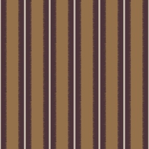 Ikat vertical stripes dark purple, mustard and cream - small scale