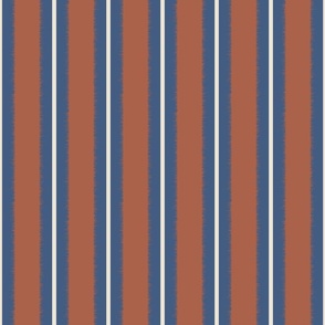 Ikat vertical stripes orange, blue and cream - small scale