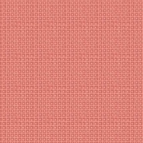 circle in a square - coral - Small scale irregular grid in soft coral orange