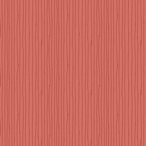 downpour - coral - Irregular skinny stripes in warm terracotta