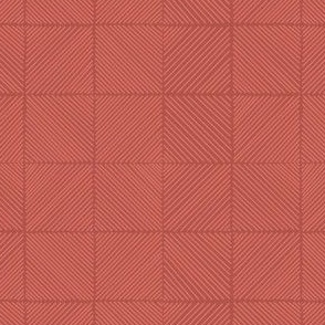 godseye - coral orange - grid of diagonal lines in warm terra cotta