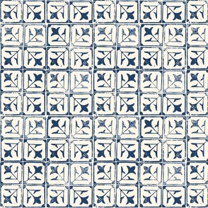 Shades of Blue Tiles on White Medium Scale