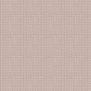 circle in a square - driftwood brown - tiny grid pattern in pale taupe beige