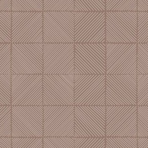 godseye - driftwood brown - grid of diagonal lines in warm taupe beige