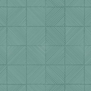godseye - seaweed - grid of diagonal lines in blue green