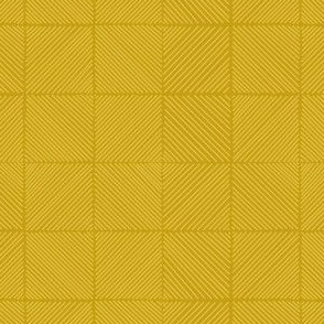 godseye - sunshine yellow - grid of diagonal lines in warm gold