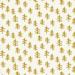 Doodle Woods – Golden Yellow | Simple Hand Drawn Nature Forest 