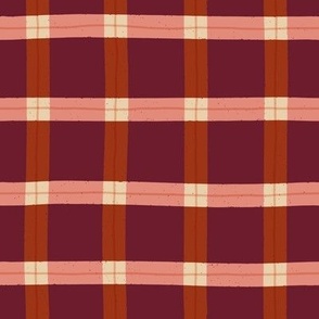 Christmas Plaid - Burgundy, Crimson Red  and Pink | Hand Drawn Texture