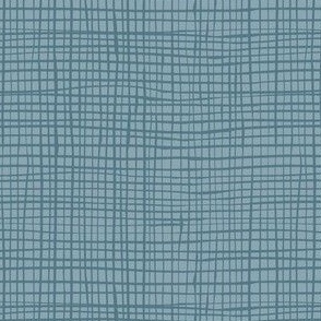 burlap - surf blue - woven linen crosshatch pattern in ocean marine blue