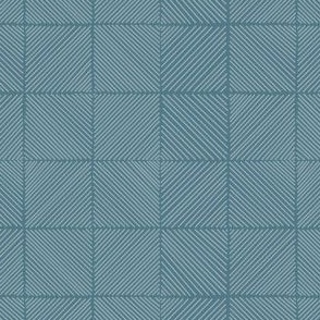 godseye - surf blue - grid of diagonal lines in marine ocean blue