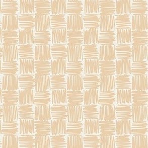 Scribble Checkerboard - Peachy Beige on Cream | Modern Abstract 