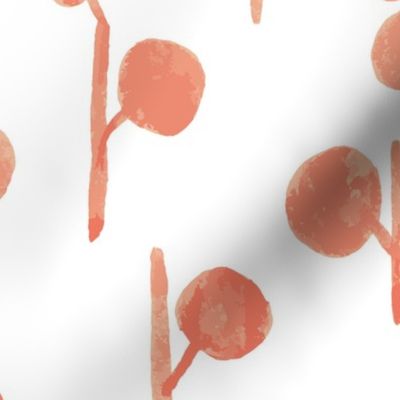 Painterly abstract leaves, coral peach, white background, coastal wallpaper