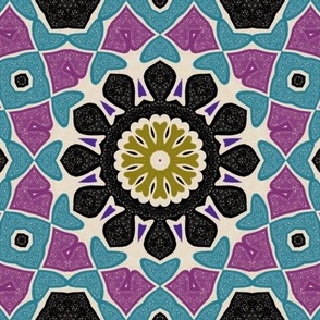 Green Purple Teal Black Witches Geometric Autumn Esoteric Pattern