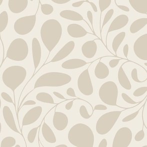 JUMBO foliage - bone beige_ creamy white - botanical silhouette