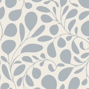 foliage - creamy white_ french grey blue - botanical silhouette