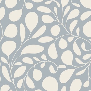 foliage - creamy white_ french grey blue 02 - botanical silhouette