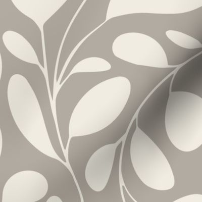 foliage - cloudy silver taupe_ creamy white 02 - botanical silhouette