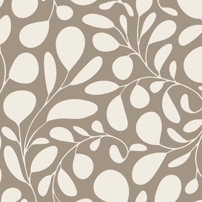 foliage - creamy white_ khaki brown 02 - botanical silhouette