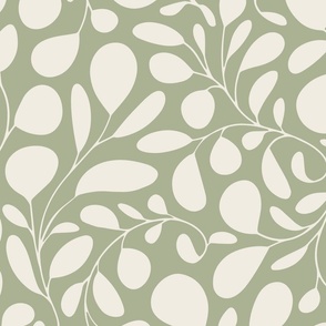 foliage - creamy white_ light sage green 02 - botanical silhouette