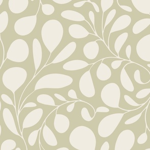 foliage - creamy white_ thistle green 02 - botanical silhouette