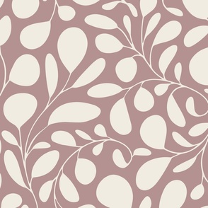 foliage - creamy white_ dusty rose pink 02 - botanical silhouette