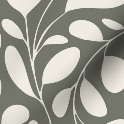 foliage - creamy white_ limed ash green 02 - botanical silhouette