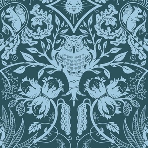 Whimsical Forest on dark teal - big size