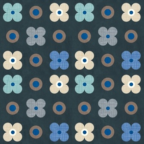 Flowers and Dots Blue