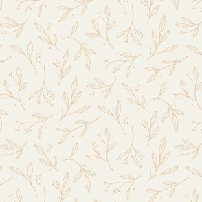 Hand Drawn Tossed Foliage – Peachy Beige | Simple Line Art  Branches