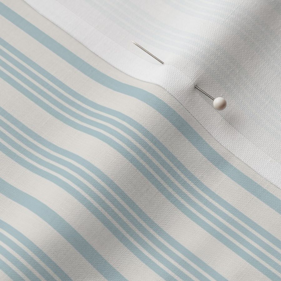 Mixed Stripe, white and sky blue (small) - vertical lines thin and thick