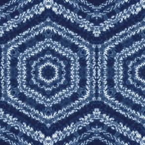 Shibori Tile Pattern - Indigo Dyed Textile Decor 