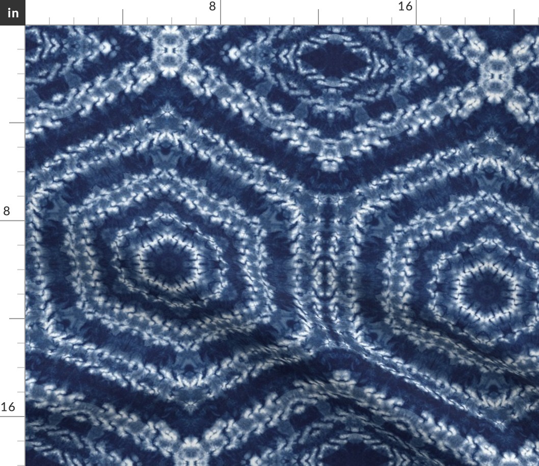 Shibori Tile Pattern - Indigo Dyed Textile Decor 