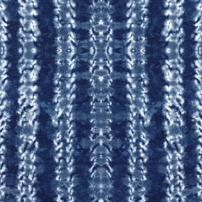 Indigo Shibori Stitched Stripe - Traditional Japanese Tie Dye Decor 