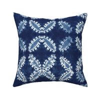 Indigo Blue Shibori Circles Print - Traditional Japanese Textile Decor  