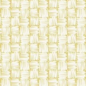 Scribble Checkerboard- Cream on Yellow  | Modern Abstract 