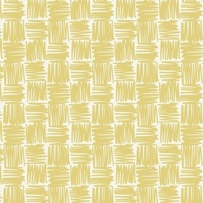 Scribble Checkerboard - Yellow on Cream  | Modern Abstract 