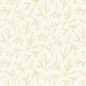 Hand Drawn Tossed Foliage –Muted Yellow | Simple Line Art Branches