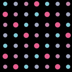 black, pink blue and purple dots