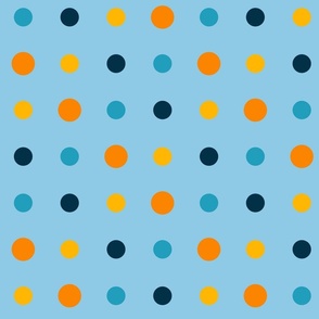 blue, yellow and orange dots