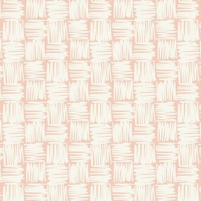 Scribble Checkerboard- Cream on Pink | Modern Abstract 