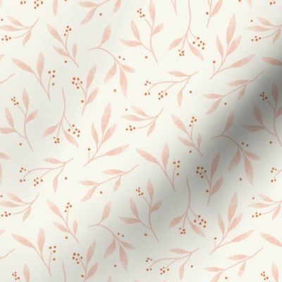Textured Tossed Branches – Cream, Pink and Red |  Simple Hand Drawn Shapes