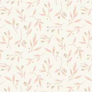 Textured Tossed Branches – Cream, Pink and Red |  Simple Hand Drawn Shapes