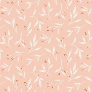 Textured Tossed Foliage Branches – Pink, Red and Cream |  Simple Hand Drawn Shapes