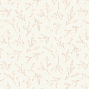 Hand Drawn Tossed Foliage – Pink | Simple Line Art Branches 