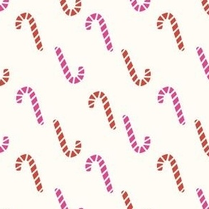 Candy Cane Diagonal - Cozy Christmas - Simple Minimalist Holidays - Modern White and Pink (Medium)